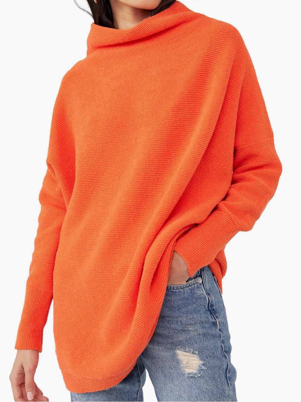 NWT Free People Ottoman Slouchy Tunic Sweater in Audacious Orange